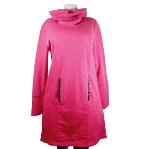 Lole Women's Pink Black Cowl Neck Pullover Sweater Shift Dress Size L